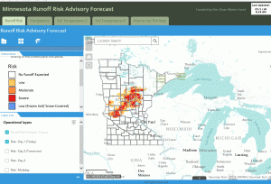 screenshot of Minnesota runoff risk advisory forecast